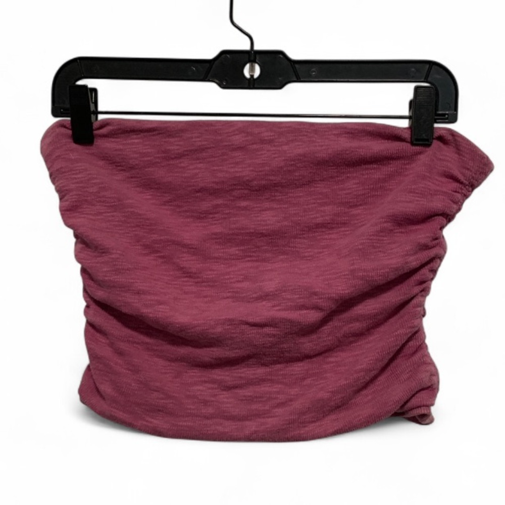 Free People Mauve Ribbed Strapless Crop Top